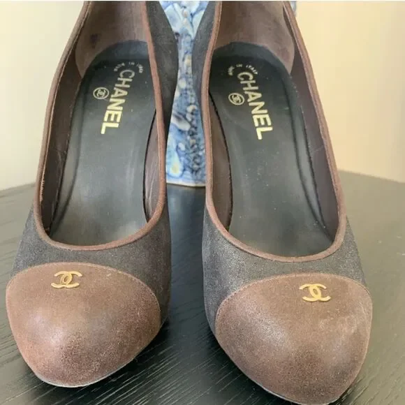 Authentic ICONIC Chanel Chunky Heel Shoes Block Heel Color Block 38.5 - Picture 3 of 11